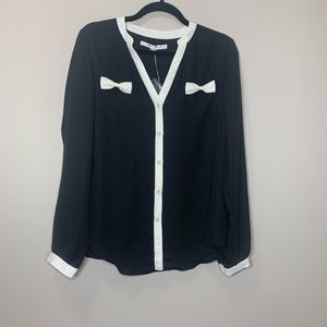 Lauren Conrad ❤️ black sleek blouse w bows. Tags not attached anymore.